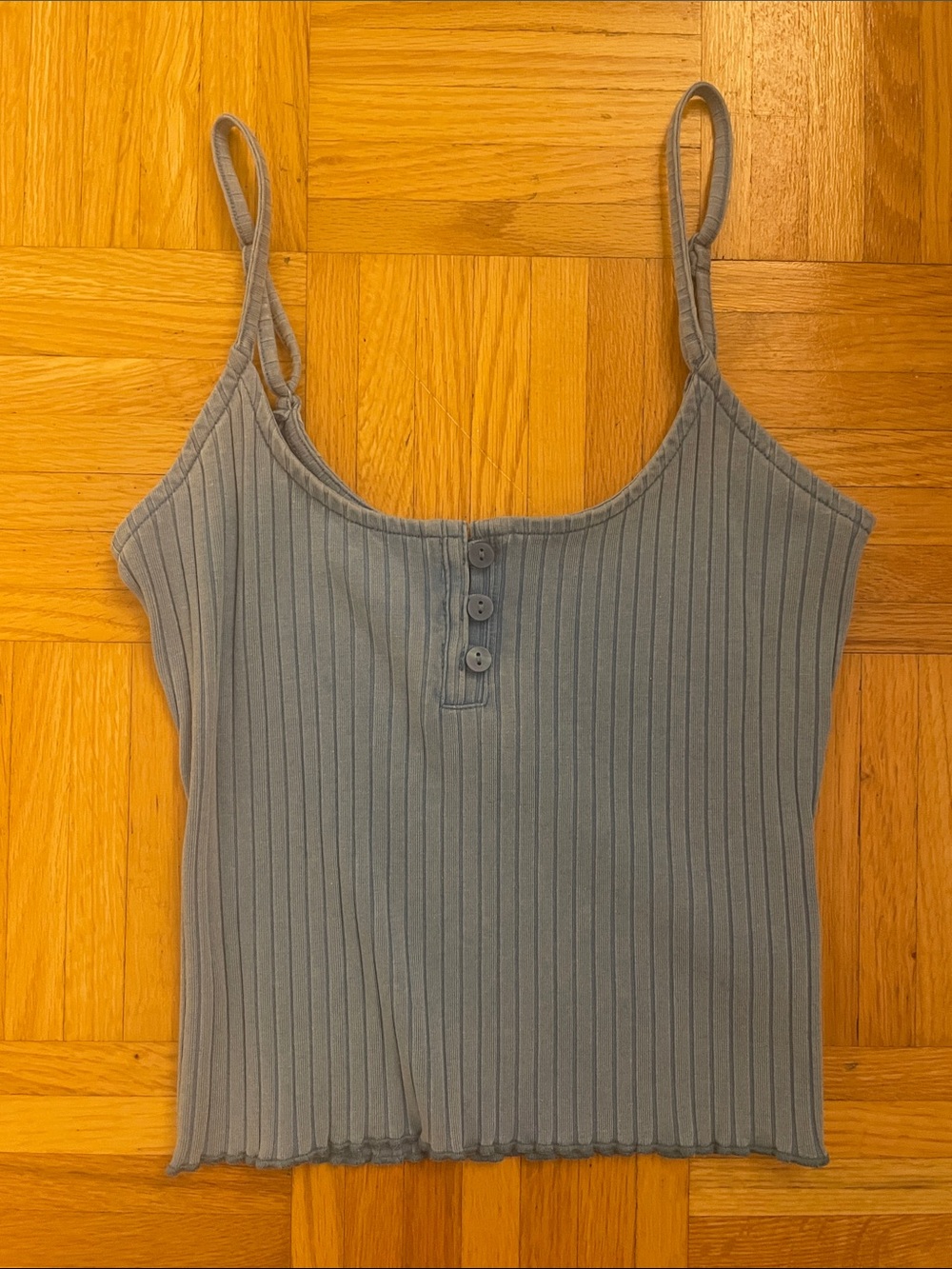 American Eagle Ribbed Button Tank - Blue